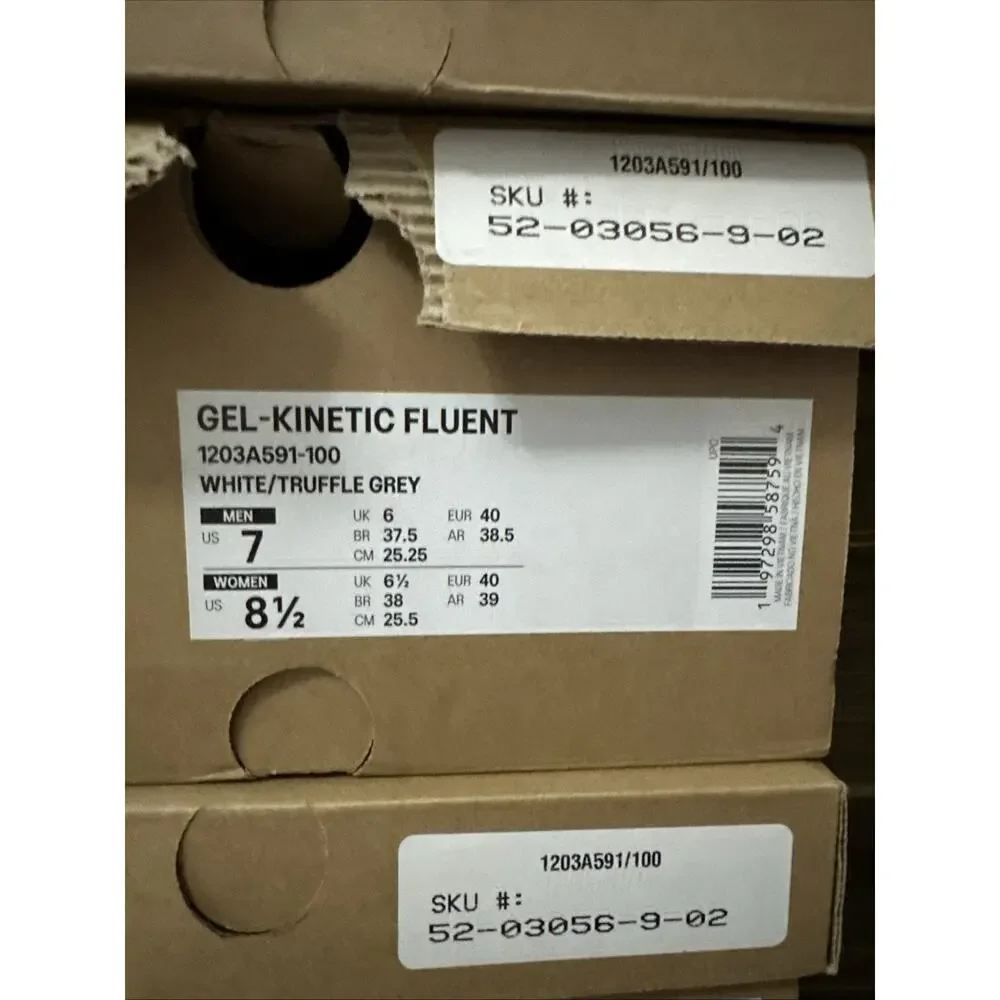 New Women's Size 8.5 Asics Gel-Kinetic Fluent White Truffle Grey 1203A591-100
